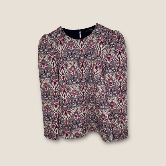 Zara Woman Shiny Jacquard Top Full Sleeves Chiara Bloggers Size XS - Picture 2 of 4